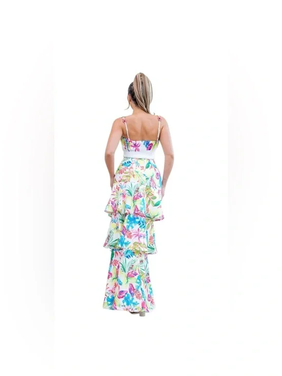 Floral Tiered Ruffle Maxi Skirt & Top Set - Multicolor - Picture 6 of 6